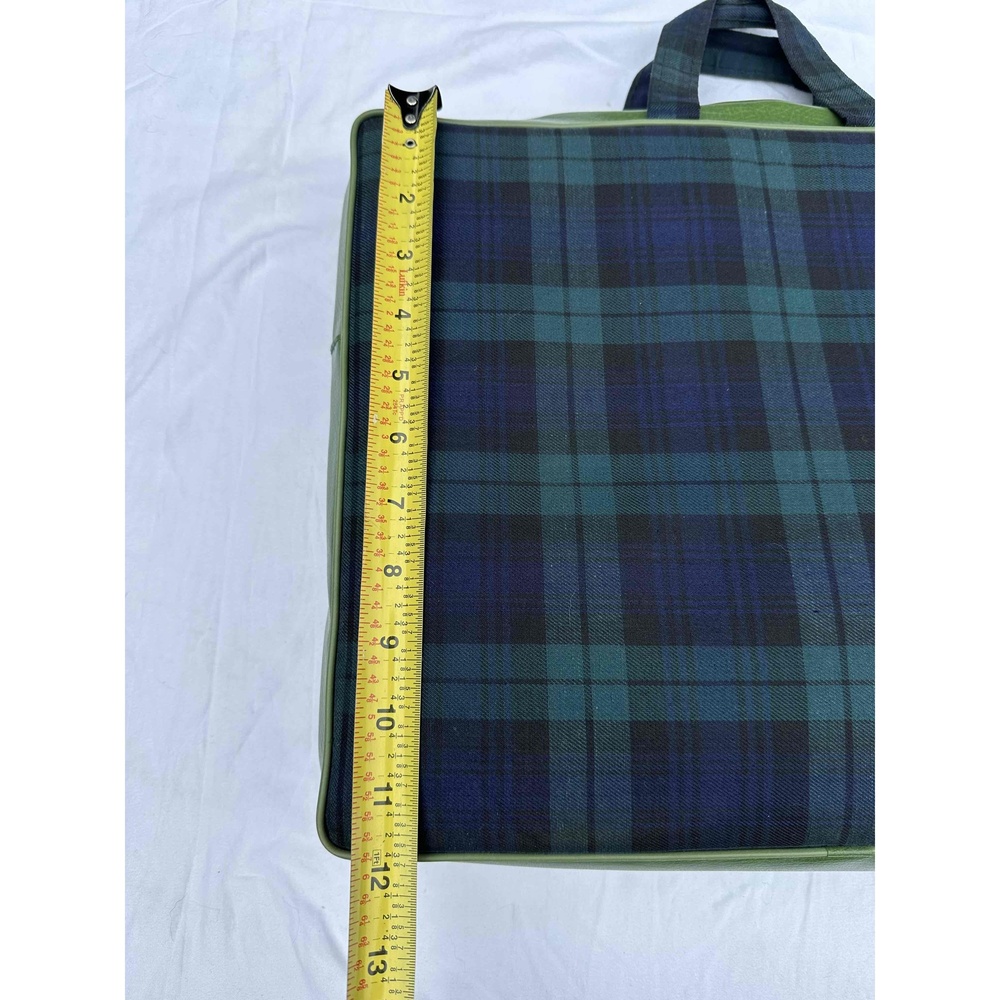 Troy Leisure Blanket Blue Green Plaid Zipper Bag Stadium Seat Cushion USA Made - Picture 11 of 16